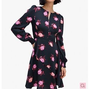 Kate spade rose garden smocked satin dress